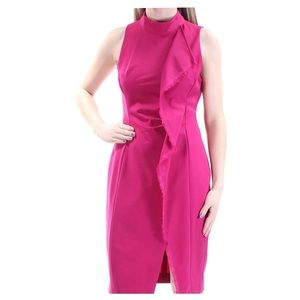 Rachel Roy Raw Edge Ruffled Dark Pink Sheath Barbie Dress Size 6